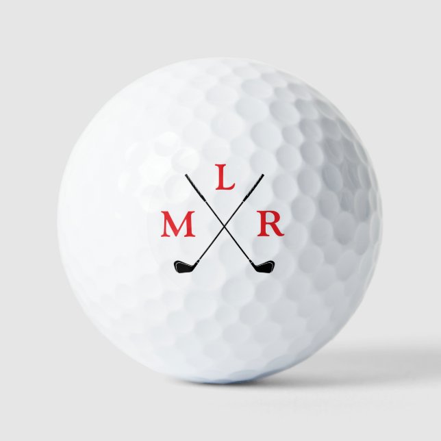 Balles De Golf 3 Lettres initiales rouges Monogramme personnalisé (Recto)