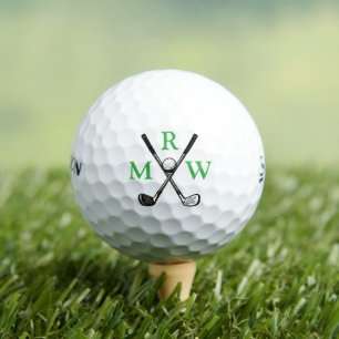 Balles De Golf 3 Lettres Initiales Vertes Croix Clubs Monogramme