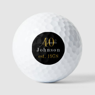 Balles De Golf 40e anniversaire personnalisé Black Gold