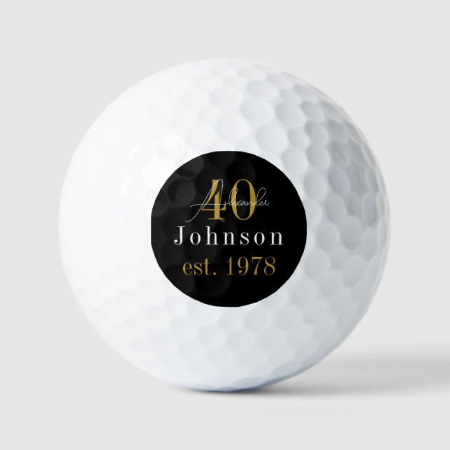 Balles De Golf 40e anniversaire personnalisé Black Gold (Recto)