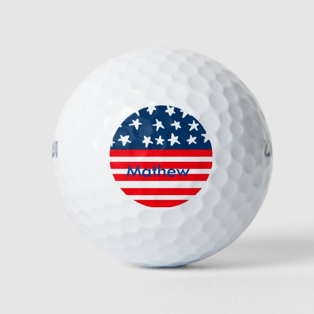 Balles De Golf 4 juillet jour de l'indépendance ajouter nom texte (Devant)