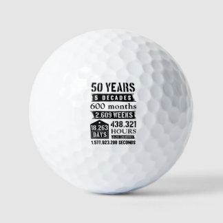 Balles De Golf 50 Ans 5 Décades 600 Mois Anniversaire Fête Naissa