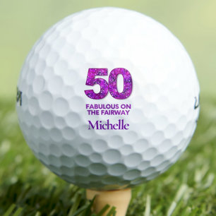 Balles De Golf 50e Anniversaire Golfer 50 Et Fabulous Flower viol