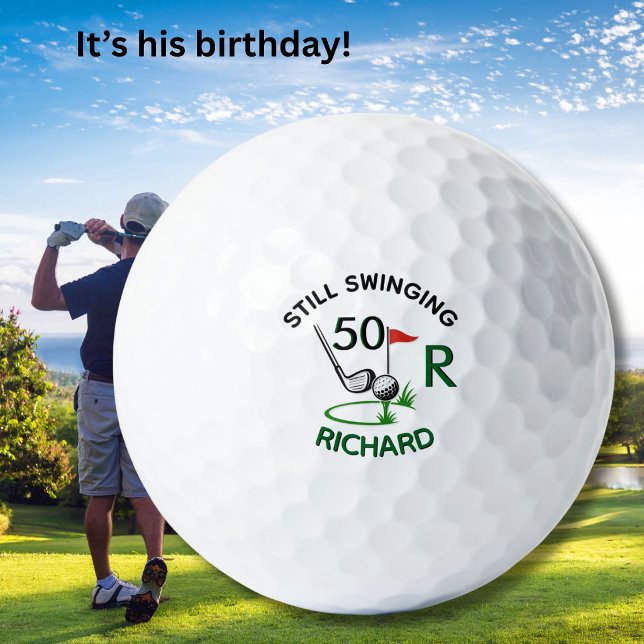 Balles De Golf 50e Anniversaire Nom de Monogramme Homme (Créateur téléchargé)