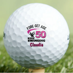 Balles De Golf 50e anniversaire personnalisé - Rose Fore-get Age