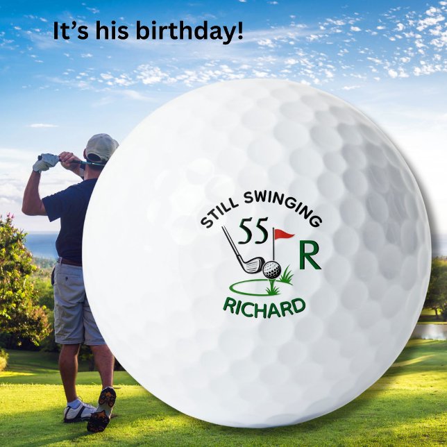 Balles De Golf 55e Anniversaire Nom de monogramme d'homme (Créateur téléchargé)
