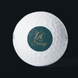 Balles De Golf 60 Sassy Dark Emerald Gold 60th Birthday Cadeau<br><div class="desc">Célébrez 60 ans de style avec cette balle de golf glamour de 60 ans en émeraude foncée et en faux or gliter. Les mots 60 et sassy sont définis à l'aide de la typographie moderne. Conçu exclusivement pour vous par Happy Dolphin Studio.</div>