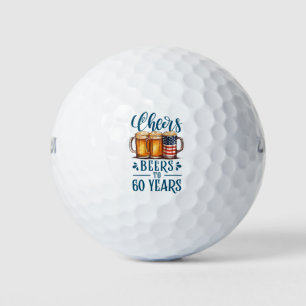 Balles De Golf 60e anniversaire avec verre de bière