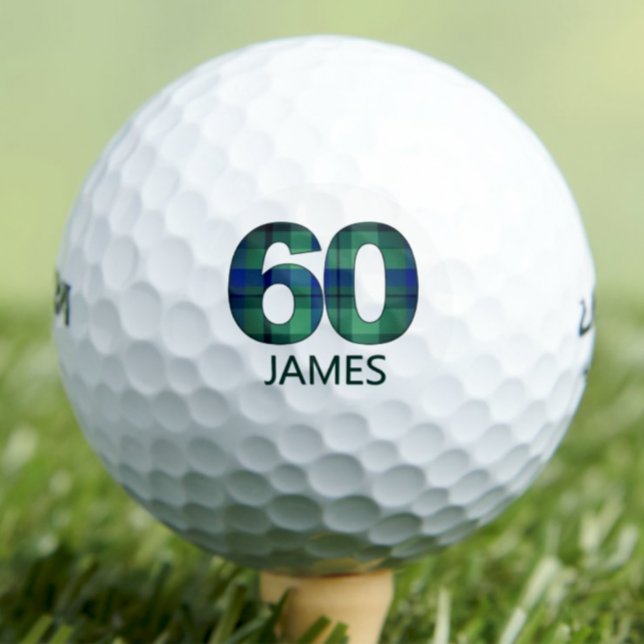 Balles De Golf 60e anniversaire cadeau mari - Plaid bleu vert (Créateur téléchargé)