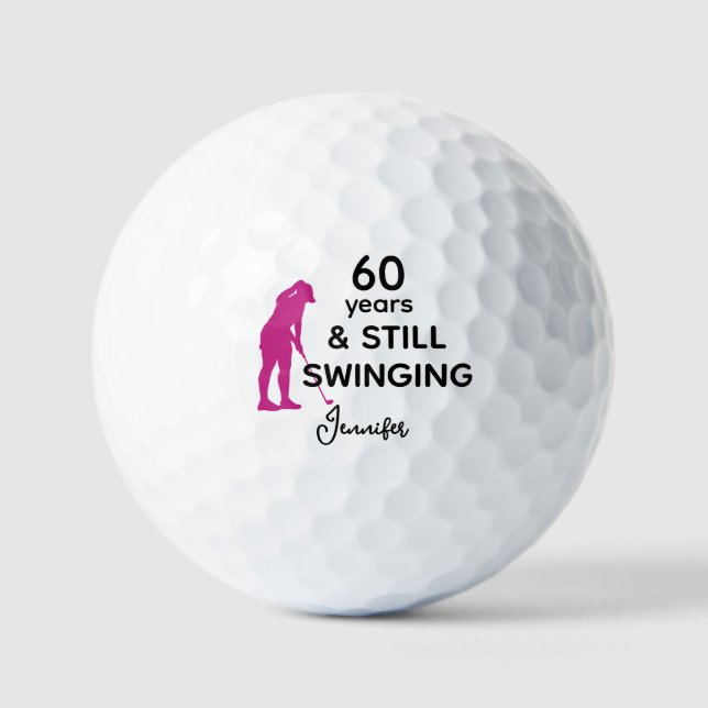 Balles De Golf 60e anniversaire Drôle femmes Golfeur toujours en  (Recto)