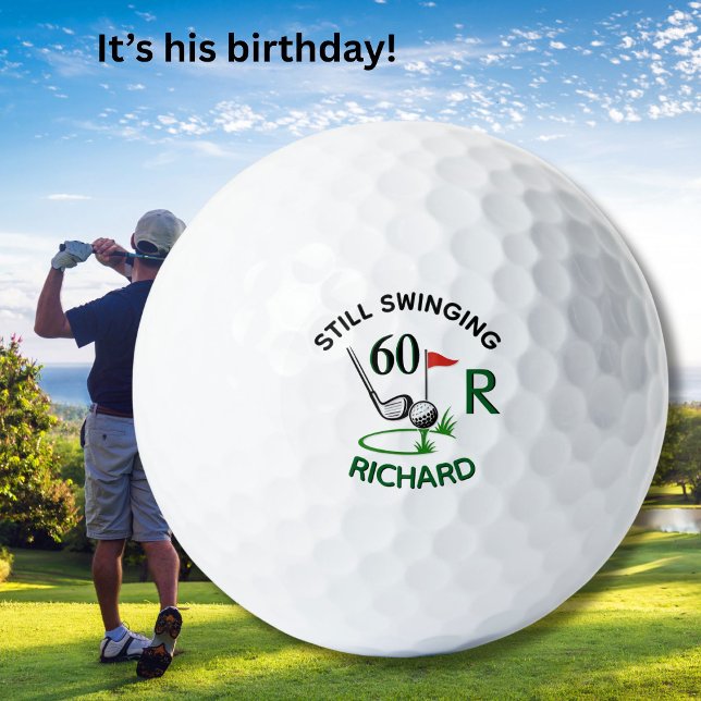 Balles De Golf 60e Anniversaire Nom de monogramme d'homme (Créateur téléchargé)