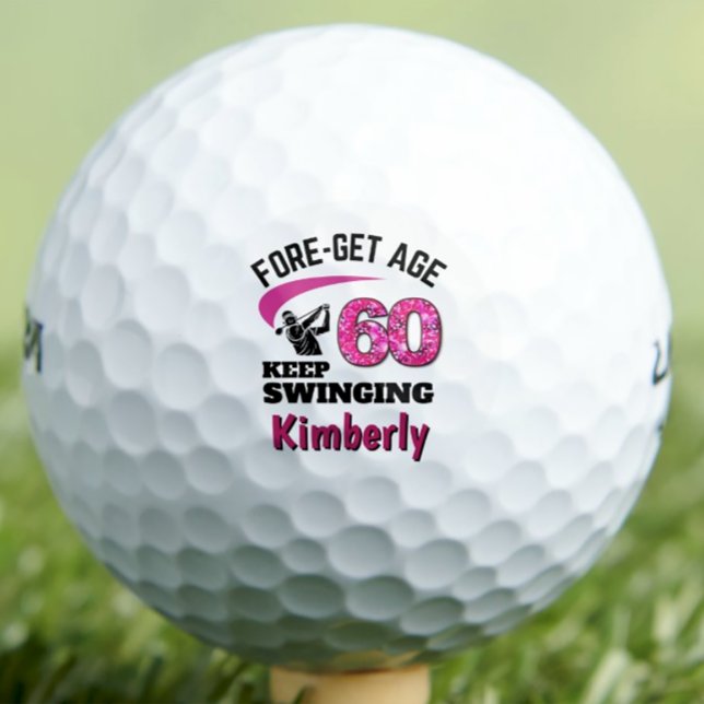 Balles De Golf 60e anniversaire personnalisé - Rose Fore-get Age  (Créateur téléchargé)