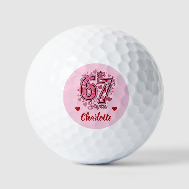 Balles De Golf 6 7 Six Seven Meme Trend Girls Pink Name (Recto)