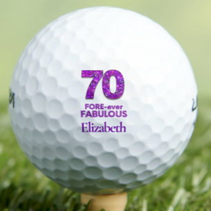 Balles De Golf 70 FORE-ever Fabulous 70th Birthday Purple Flowers