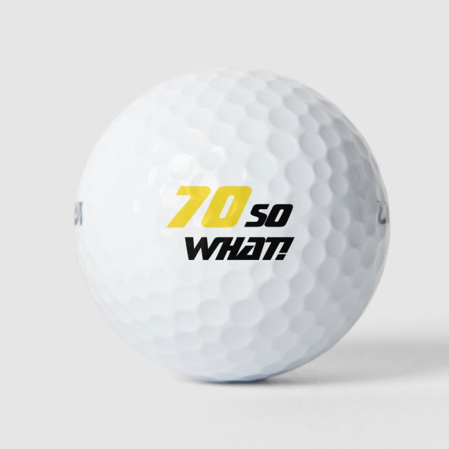 Balles De Golf 70e anniversaire Motivational Elégant Jaune Noir (Devant)
