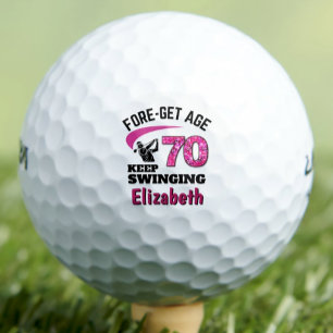 Balles De Golf 70e anniversaire personnalisé - Pink Fore-get Age