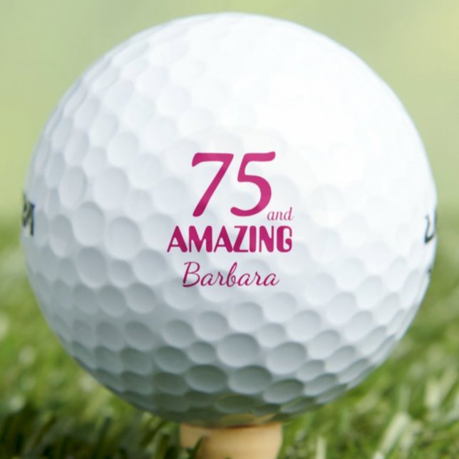 Balles De Golf 75e anniversaire Élégant 75 et rose incroyable (Créateur téléchargé)