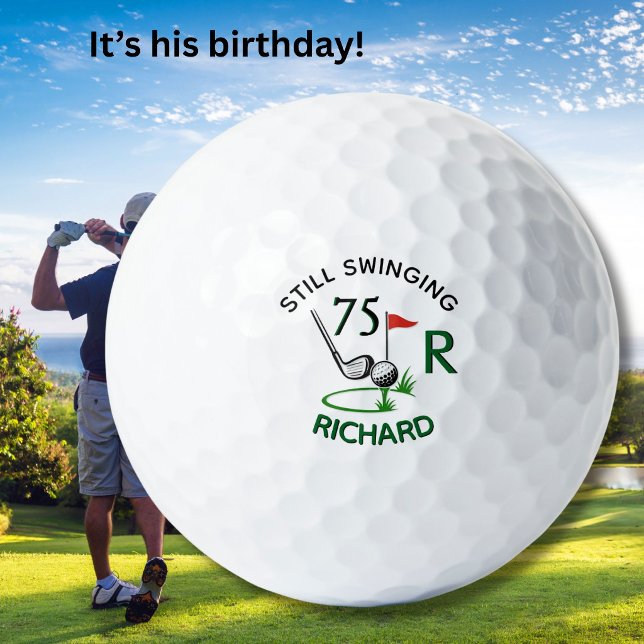 Balles De Golf 75e Anniversaire Nom Monogramme Hommes (Créateur téléchargé)