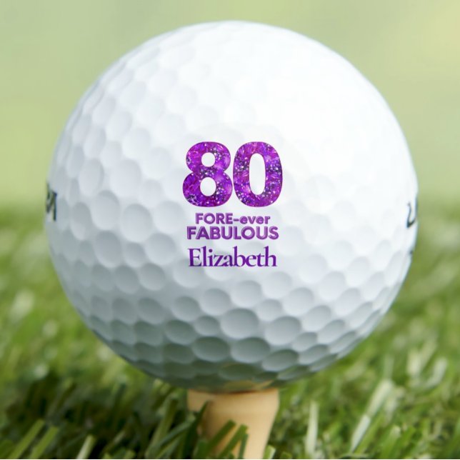 Balles De Golf 80 FORE-ever fabuleux 80e anniversaire Fleurs viol (Créateur téléchargé)