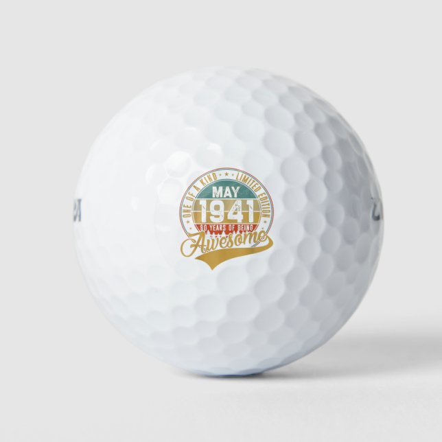 Balles De Golf 80e anniversaire Cadeau Retro Mai 1941 80 ans 80e (Devant)