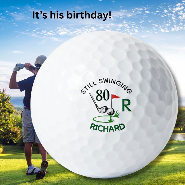 Balles De Golf 80e Anniversaire Nom de Monogramme Homme (Créateur téléchargé)