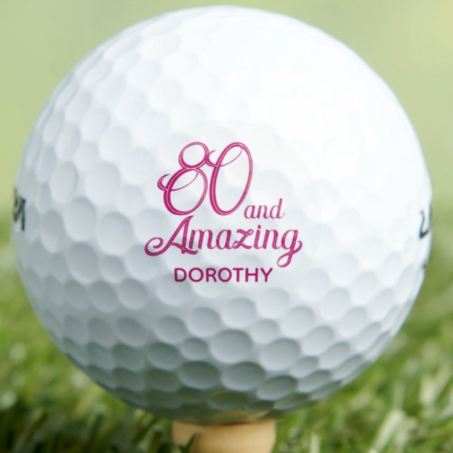Balles De Golf 80ème Cadeau pour grand-mère chic écriture rose (Créateur téléchargé)