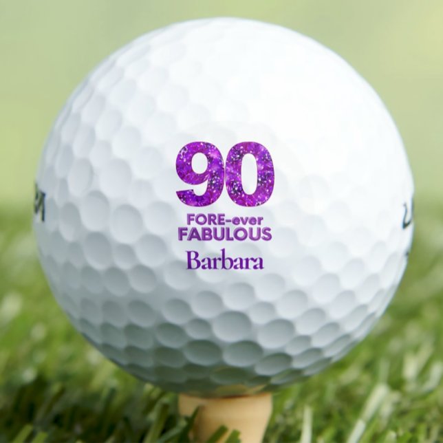 Balles De Golf 90 Fabuleux 90e anniversaire des Fleurs violettes  (Créateur téléchargé)