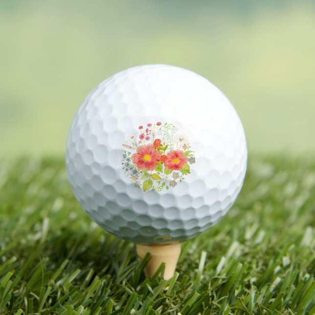 Balles de golf à bouquet floral avec texte (T-shirt Insitu)