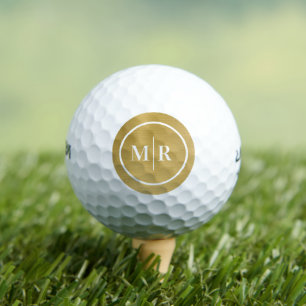 Balles de golf à monogramme métallisé or blanc