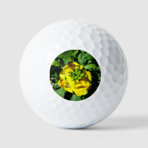 Balles De Golf Abeille sur Fleurs Jaunes