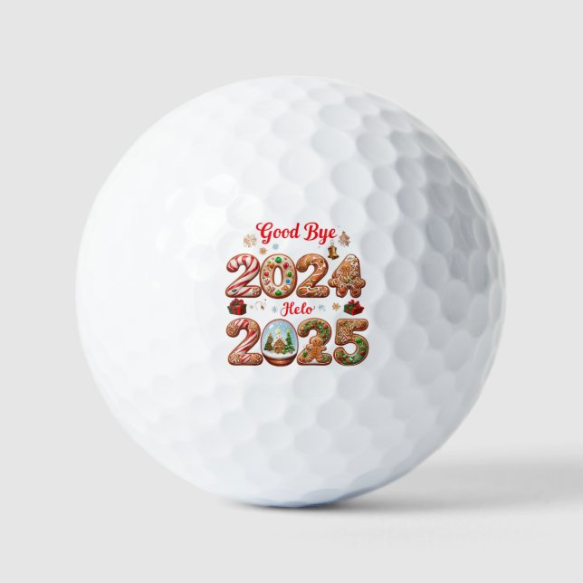 Balles De Golf Adieu 2024 Bonjour 2025 Bonne année Design (Recto)