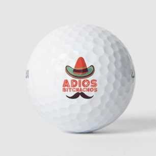 Balles De Golf Adios Bitchachos Sombrero Retro Cinco De Mayo
