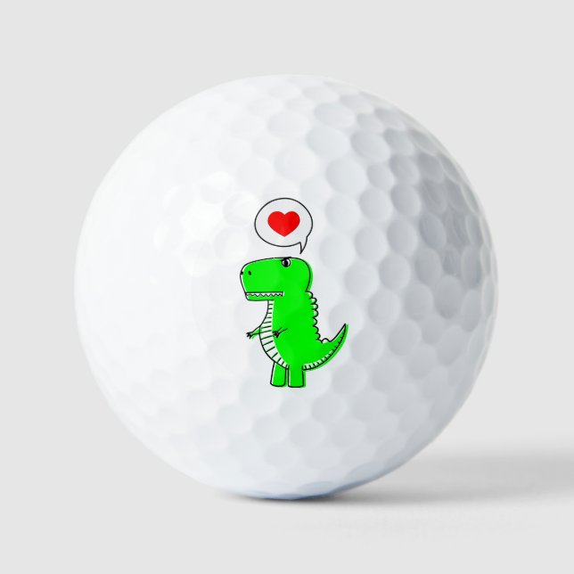 Balles De Golf Adorable Cartoon Vert T-Rex Dinosaur (Recto)