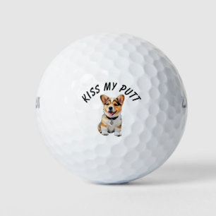 Balles De Golf Adorable chiot Corgi humour effronté 'Embrasse mon