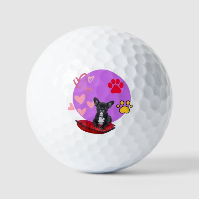 Balles De Golf Adorable frienchie puppy with hearts  (Recto)
