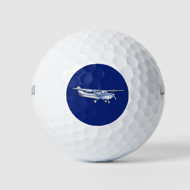 Balles De Golf Aéronef Chrome Cessna Silhouette Volant sur bleu (Devant)