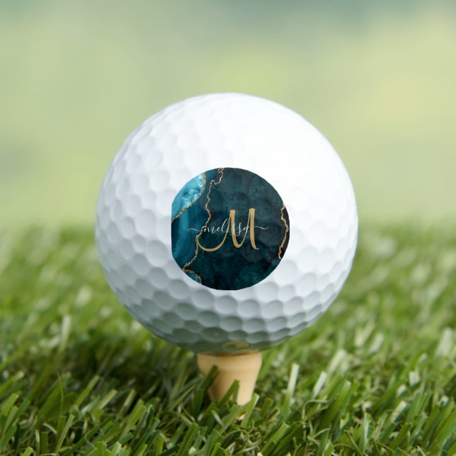 Balles De Golf Agate de Parties scintillant en or violet chic, mo (T-shirt Insitu)
