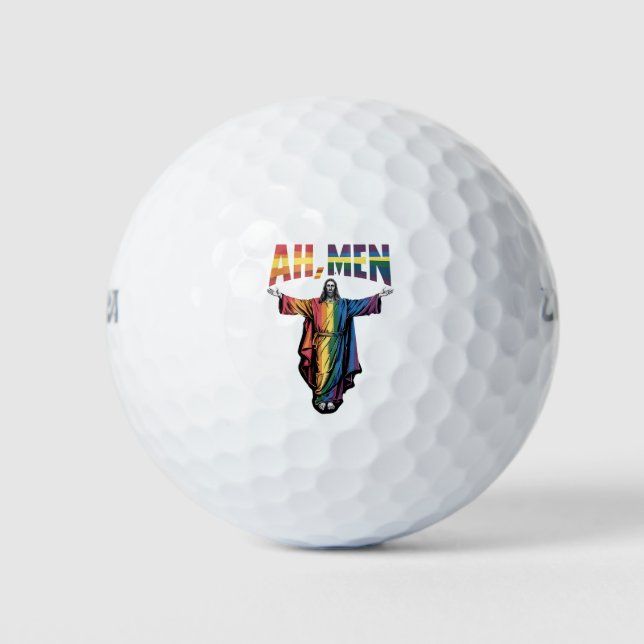 Balles De Golf Ah Men Funny LGBT Gay pride Jesus Christian (Devant)
