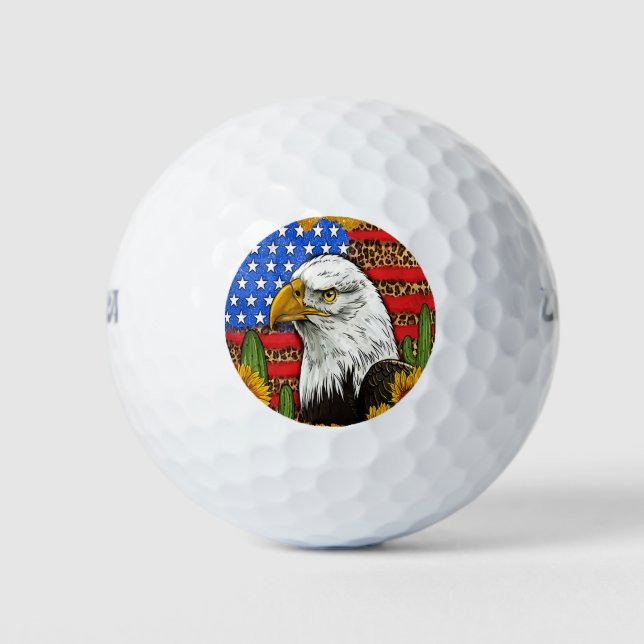 Balles De Golf Aigle à tête blanche avec drapeau américain (Devant)