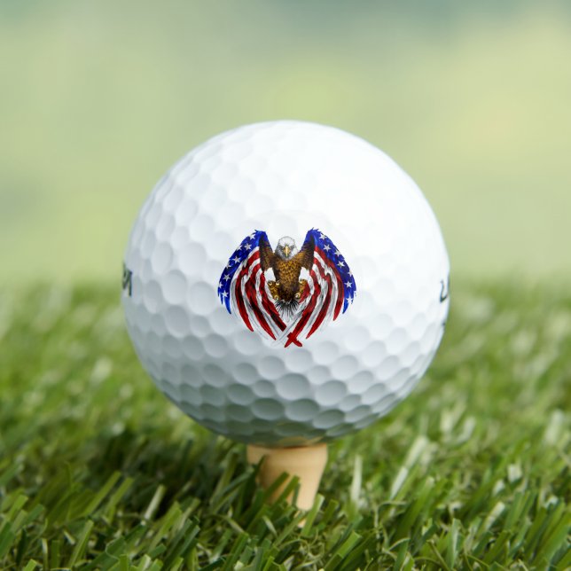 Balles De Golf Aigle américain avec drapeau américain sur ailes (T-shirt Insitu)