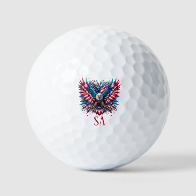 Balles De Golf Aigle Américain Rouge Blanc et Bleu (Recto)