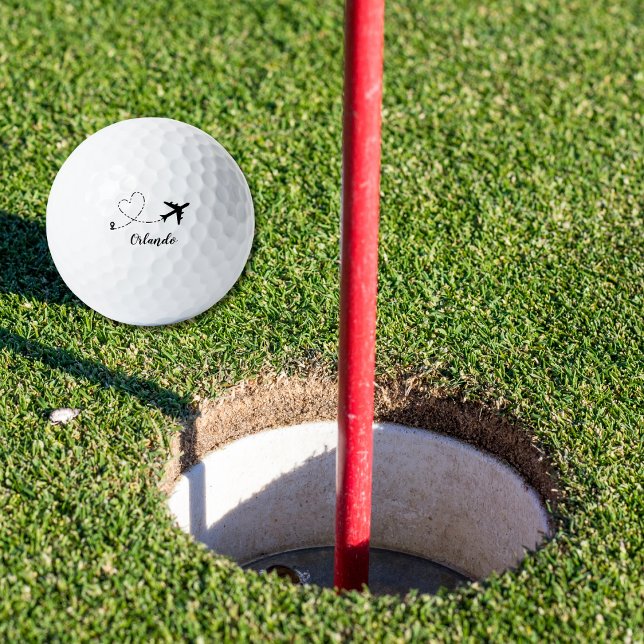 Balles De Golf  Airplane & Heart Contrail Travel Vacation Custom (Créateur téléchargé)