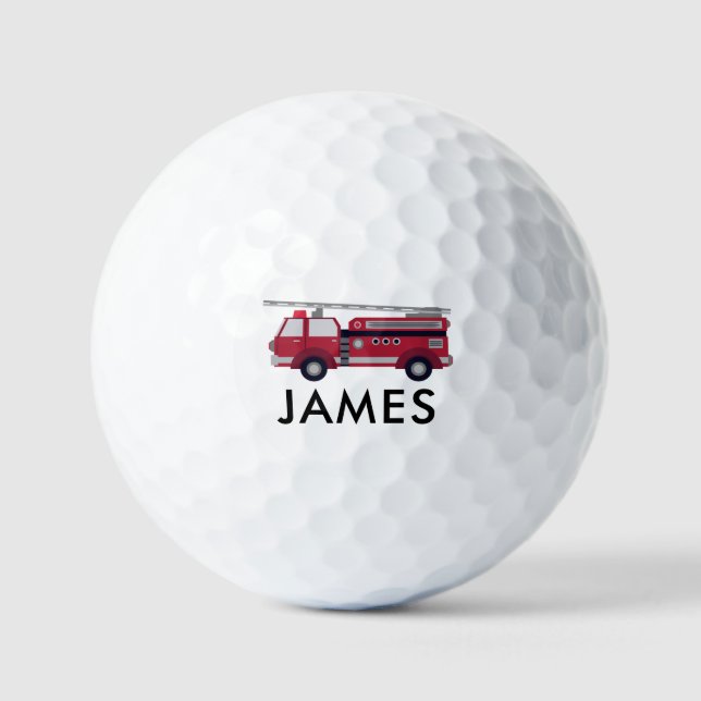 Balles De Golf Ajouter votre nom Red Fire truck Personnalisé (Recto)