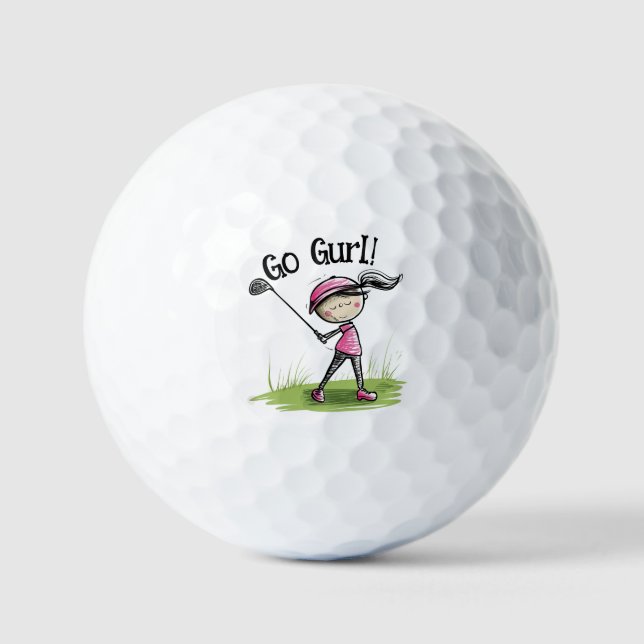 Balles De Golf "Allez Gurl !" Bal de golf amusant caricature pour (Recto)