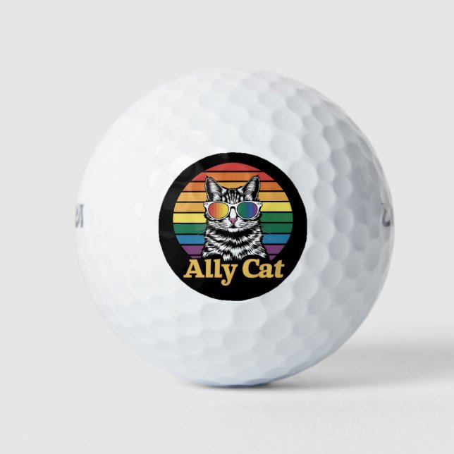 Balles De Golf Ally Cat LGBT Rainbow Flag LGBTQ Cadeau (Devant)
