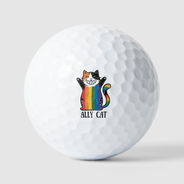Balles De Golf Ally Cat - Rainbow Cat LGBTQ Pride (2) (Recto)