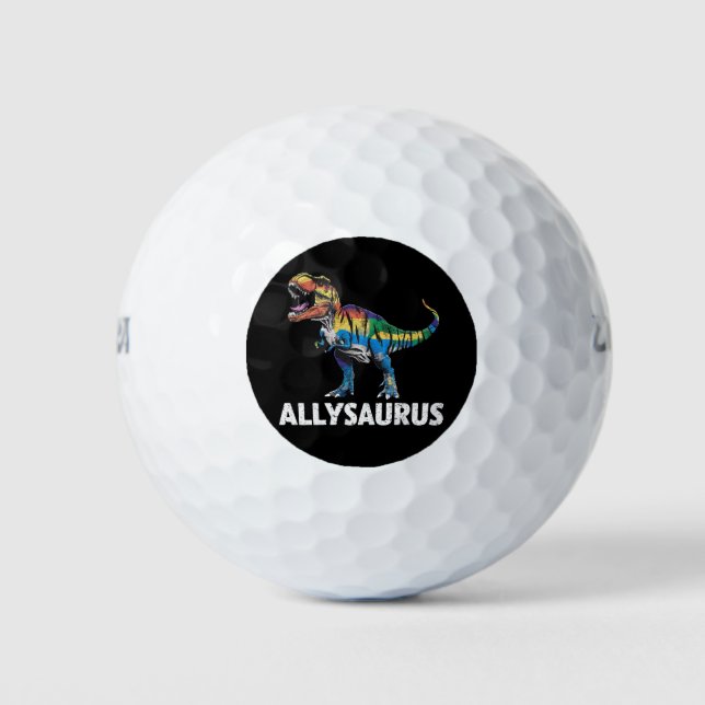 Balles De Golf Allysaurus LGBT Dinosaur drapeau arc-en-ciel Ally  (Devant)