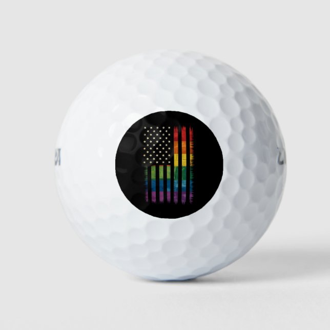 Balles De Golf American USA Flag Rainbow Pride gay lesbienne LGBT (Devant)