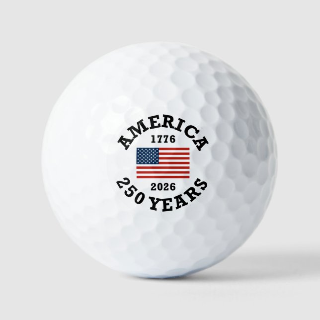 Balles De Golf Amérique 250 avec drapeau (Recto)