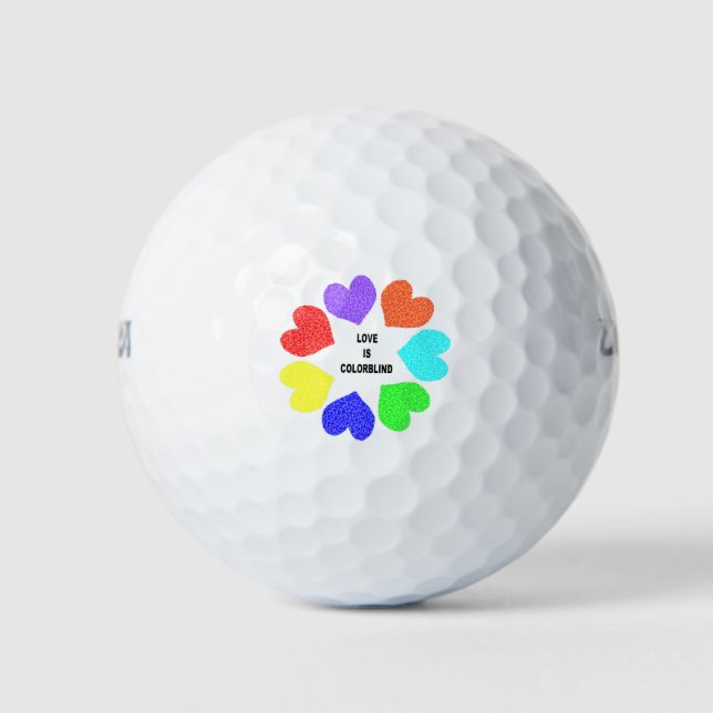 Balles De Golf Amour Interracial Rainbow Hearts Golf Balls (Devant)
